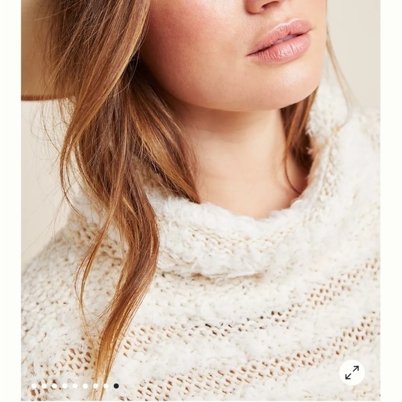 Anthropologie Marilyn Poncho Sweater Ivory White Fringe Mock Neck Size XS  / S - Picture 9 of 16